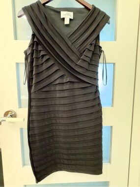 Joseph Ribkoff Black Layered Bandage-Style Midi Dress Size 8
